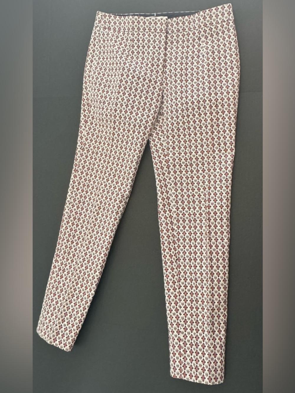 Rare Tory Burch Slim Fit Pants Geometric Floral Mosaic Size 2